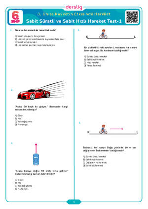 Sabit Süratli ve Sabit Hızlı Hareket Test-1