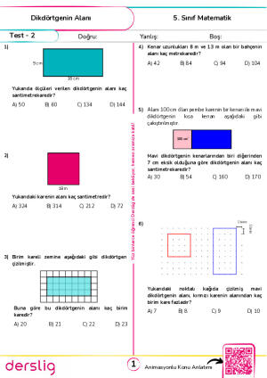 Test -2 Dikdörtgenin Alanı