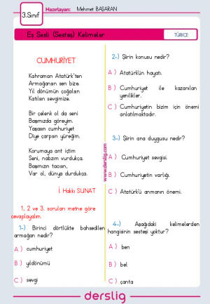 Eş Sesli (Sesteş) Kelimeler