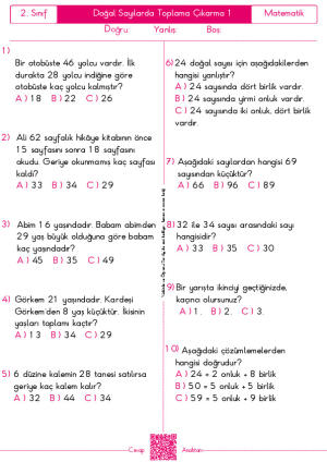 Toplama- Çıkarma Problemleri