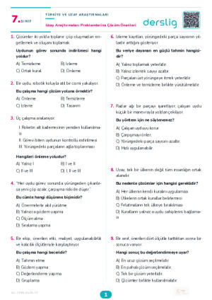 Uzay Araştırmaları Problemlerine Çözüm Önerileri Yaprak Testi (Maarif Model)