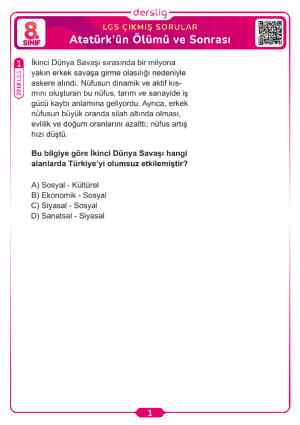 Atatürk'ün Ölümü ve Sonrası LGS Çıkmış Sorular