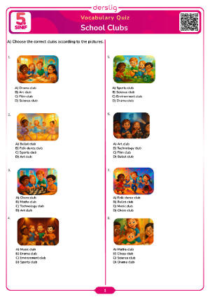 School Clubs Vocabulary Quiz