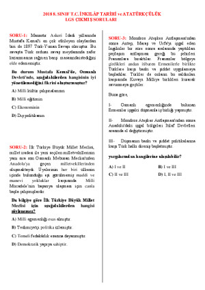 8. Sınıf T.C. İnkılap Tarihi Ve Atatürkçülük 8. Sınıf İnkılap Tarihi ...