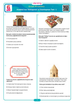 Anadolu'nun Türkleşmesi ve İslamlaşması Test- 1