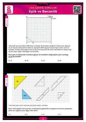 Eşlik ve Benzerlik LGS Çıkmış Sorular