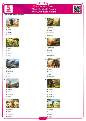 Wild Animals In Nature Vocabulary Quiz