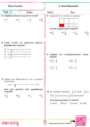 Test - 1 Birim Kesirler