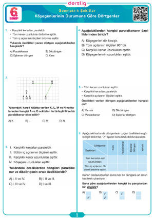 Köşegenlerinin Durumuna Göre Dörtgenler