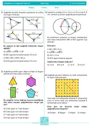 Test 13 - Çokgenler ve Üçgenler (Yeni Nesil)