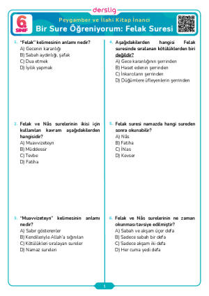 Bir Sure Öğreniyorum: Felak Suresi Test- 1