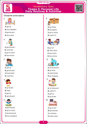 Daily Routines & Activities Vocabulary Quiz