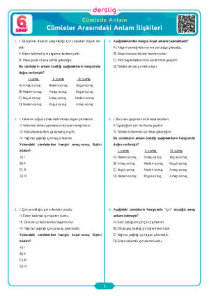 Cümleler Arasındaki Anlam İlişkileri