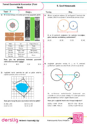 Test 7 - Temel Geometrik Kavramlar(Yeni Nesil)