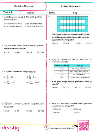Test - 7 Ondalık Gösterim