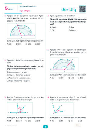 Açıları Ölçme Yaprak Testi (Maarif Model)
