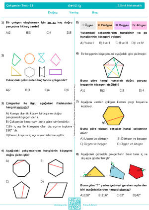 Çokgenler Test - 11