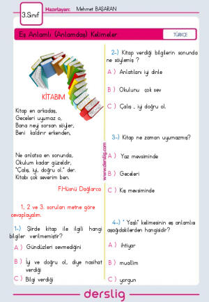 Eş Anlamlı (Anlamdaş) Kelimeler