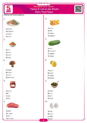 Life in the World Basic Food Types Vocabulary Quiz