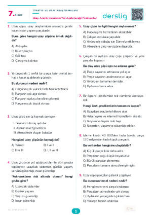 Uzay Araştırmalarının Yol Açabileceği Problemler Yaprak Testi (Maarif Model)
