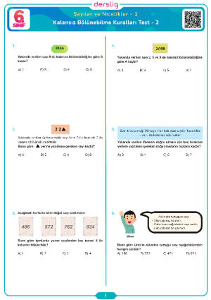 Kalansız Bölünebilme Kuralları Test-2
