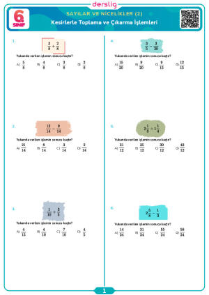 Kesirlerle Toplama ve Çıkarma İşlemleri