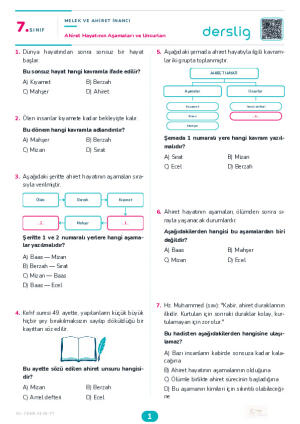 Ahiret Hayatının Aşamaları ve Unsurları Yaprak Testi (Maarif Model)