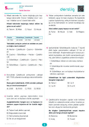 Tarihi Devirler Yaprak Testi (Maarif Model)