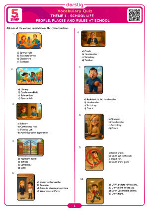 People, Places and Rules at School Vocabulary Quiz