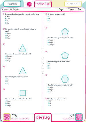 Geometrik Şekilleri Sınıflandırma