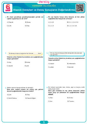 Olasılık Deneyleri ve Deney Sonuçlarını Değerlendirme