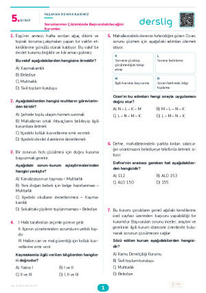 Sorunlarımın Çözümünde Başvurulabileceğim Kurumlar Yaprak Testi (Maarif Model)