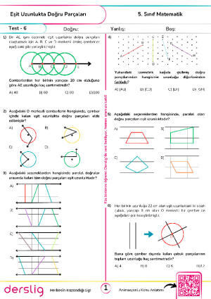 Test  6 - Eşit Uzunlukta Doğru Parçaları