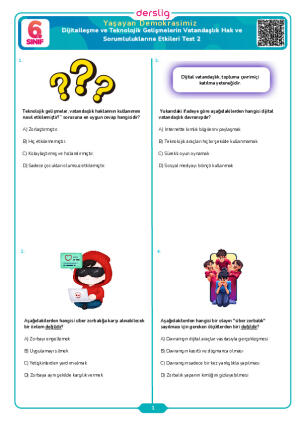 Dijitalleşme ve Teknolojik Gelişmelerin Vatandaşlık Hak ve Sorumluluklarına Etkileri  Test- 2