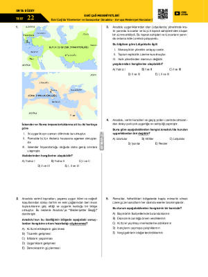 Test-22 Eski Çağ’da Yönetenler ve Savaşanlar (Anadolu - Avrupa Medeniyet Havzaları)