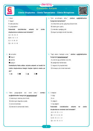 Cümle Oluşturma - Cümle Tamamlama - Cümle Birleştirme