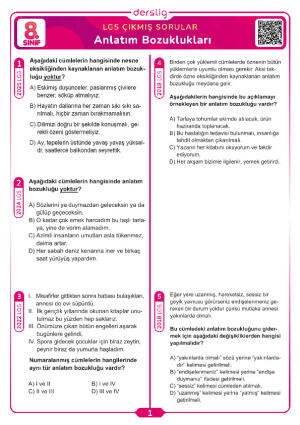 Anlatım Bozuklukları LGS Çıkmış Sorular