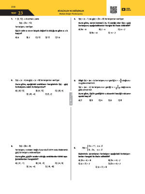 Mutlak Değer Fonksiyonu Yaprak Test -23