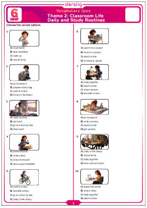 Daily and Study Routines Quiz Test