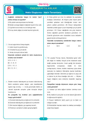 Metin Oluşturma - Metin Tamamlama