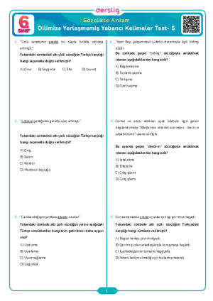 Dilimize Yerleşmemiş Yabancı Kelimeler Test- 5