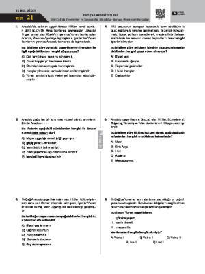 Test-21 Eski Çağ’da Yönetenler ve Savaşanlar (Anadolu - Avrupa Medeniyet Havzaları)