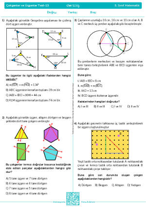 Test 10 - Açıların Ölçüsü Yeni Nesil