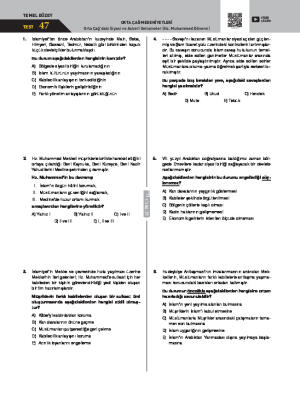 Test-47 Orta Çağ’daki Siyasi ve Askerî Gelişmeler (Hz. Muhammed Dönemi)