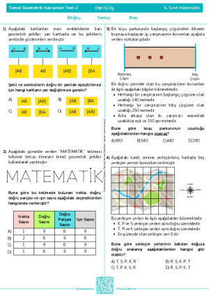 Test 2- Temel Geometrik Kavramlar (Yeni Nesil)