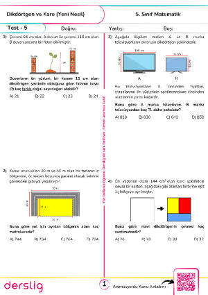 Test-5 Dikdörtgen ve Kare