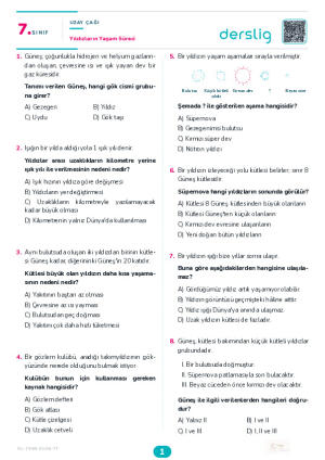Yıldızların Yaşam Süreci Yaprak Testi (Maarif Model)
