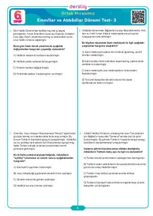 Emevîler ve Abbâsîler Dönemi Test- 3