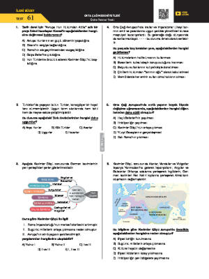 Test-61 Orta Çağ Medeniyetleri Ünite Tekrar Testi