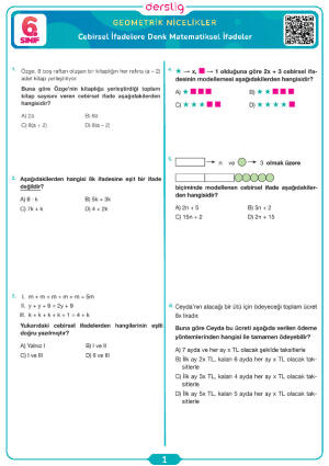 Cebirsel İfadelere Denk Matematiksel İfadeler